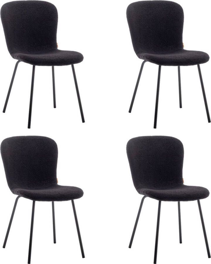 Furnihaus Criks Eetkamerstoelen Set van 4 Luca Teddy Zwart