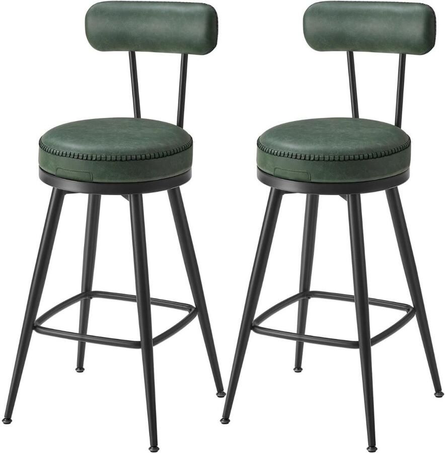 CRLYN Barkrukken set Van 2 Barkruk met Rugleuning Barstoel Donkergroen