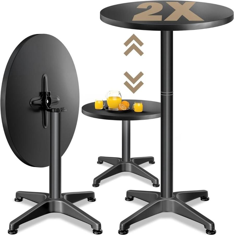 CRLYN Staantafel Partytafel Inklapbaar Statafel Rond Stevig Zwart