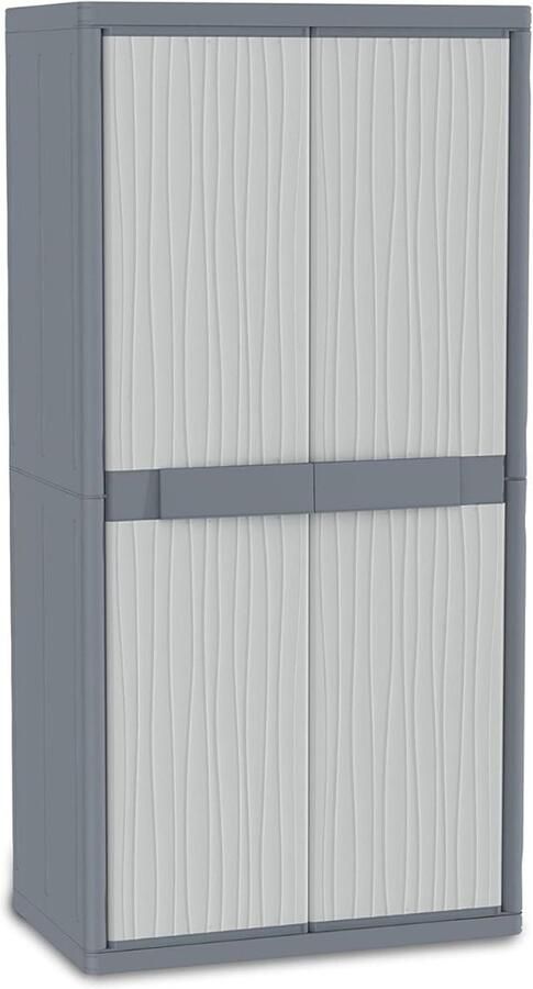 CRLYN Tuinkast Tuinkist Tuinkasten voor Buiten Tuinberging Kunststof Donkergrijs en Lichtgrijs