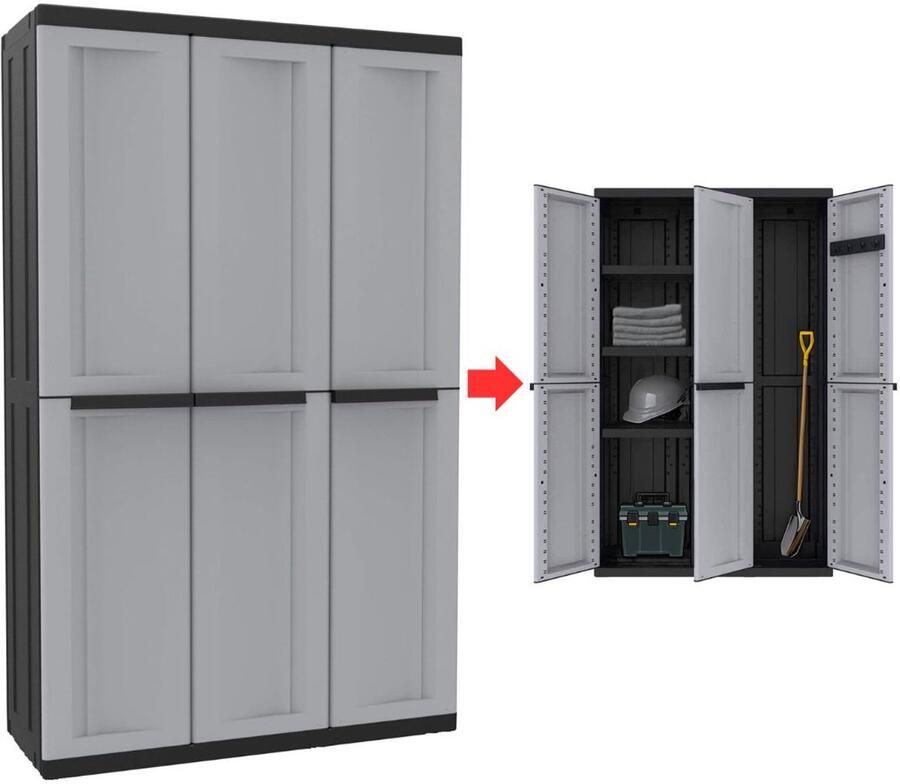 CRLYN Tuinkast Tuinkist Tuinkasten voor Buiten Tuinberging Kunststof Grijs en Zwart - Foto 2