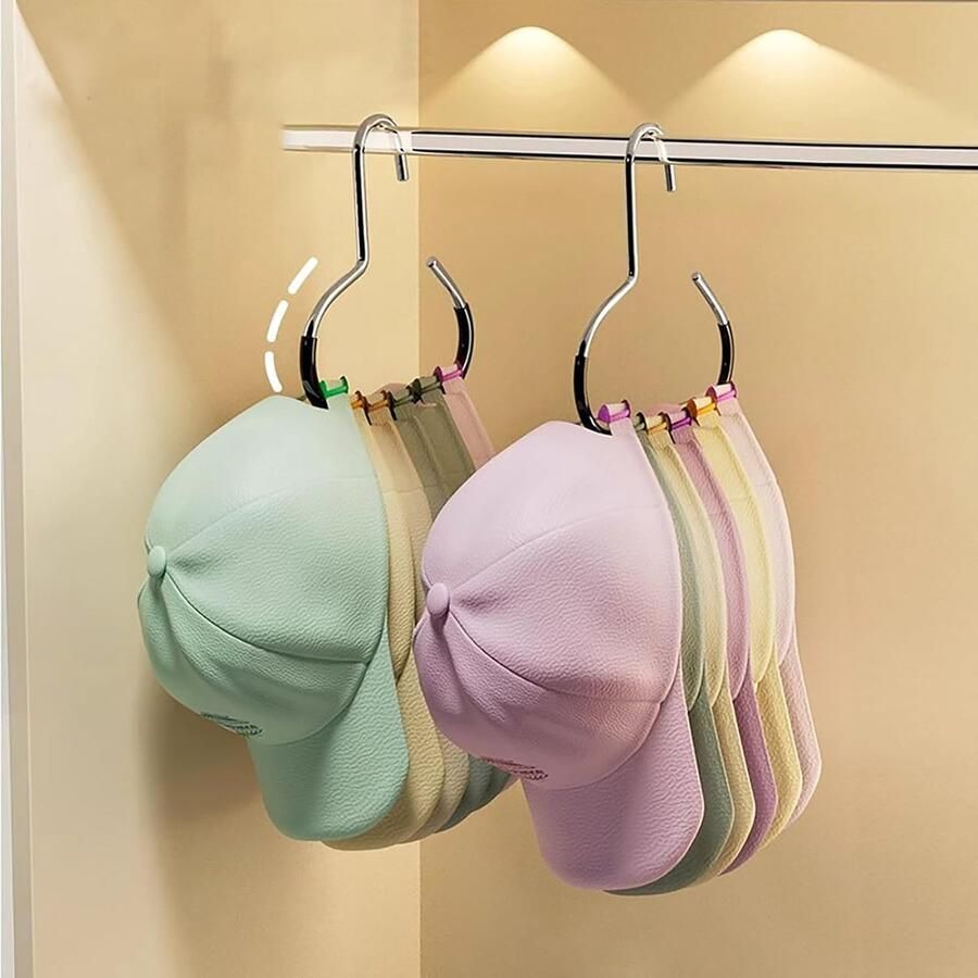 Crrynuo Baseballcap opbergdoos Hoedenrek Hoeden opbergtas Roestvrij staal Garderobe hoedenrek 2-pack