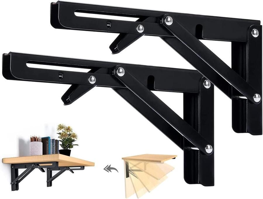 Crrynuo Inklapbare Plankdrager 16 Inch Klaptafel Wandmontage Plankdragers Inklapbaar Bureau Klapbare Tafel Wandplank Industrieel