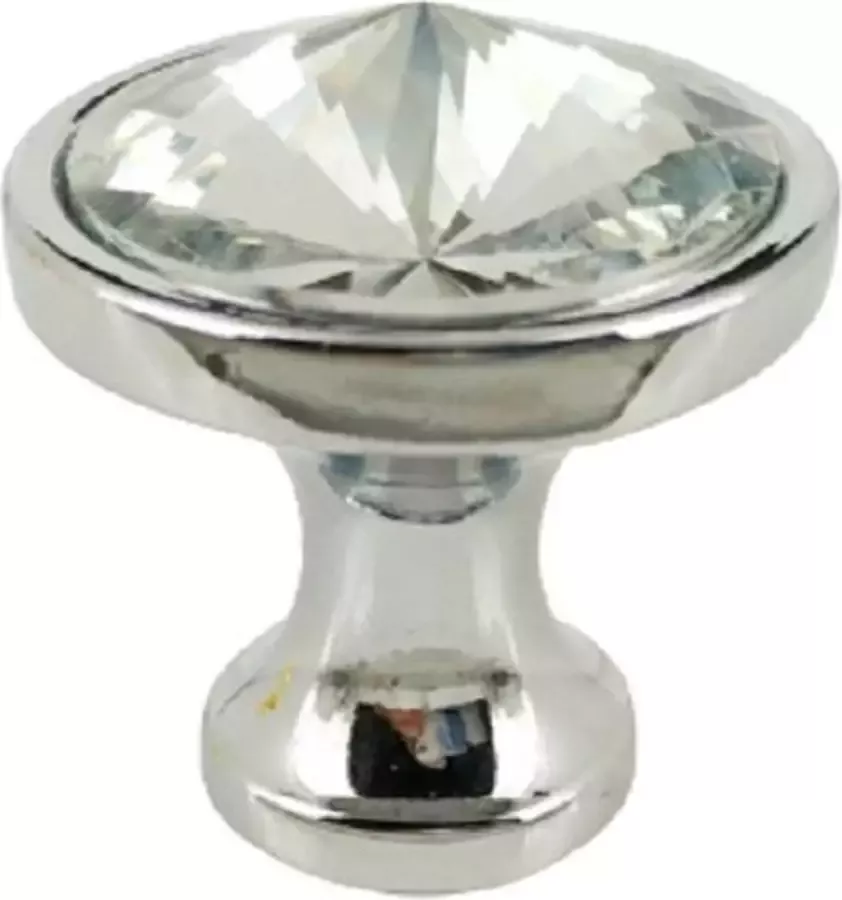 Crystal de Settat Kastknop Meubelknop met kristal ( zilver 30 mm )