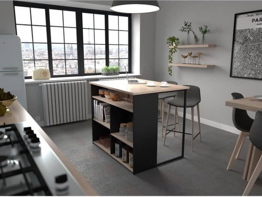 Parisot EMOB Bartafel Liantis 109 x 80 x 90 cm Artisan Oak-design Bartafels Antraciet MDF Bartafels Op voorraad - Foto 3