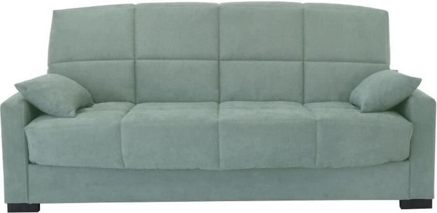 Cstore 3-zits slaapbank MEGAN 14 Amandelgroene Soro stof Met armleuningen Bed 130x190 cm L223 x D96 x H103 cm