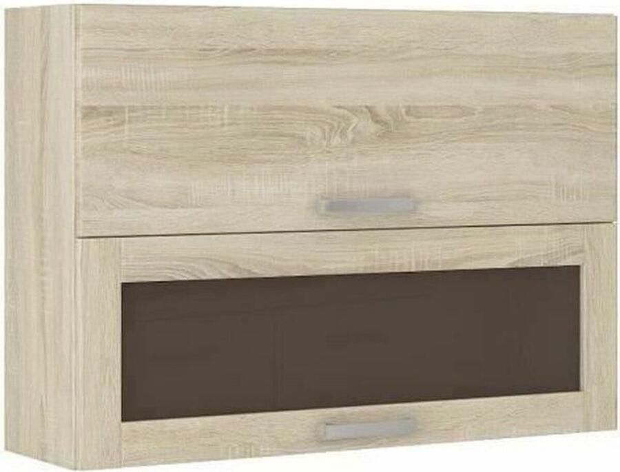 Cstore Glazen hoge kast met 2 kanteldeuren B 80 x D 31 6 x H 72 Sonoma eiken decor LASSEN