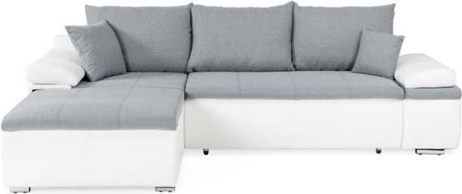 Cstore Omkeerbaar 3 -Seater Convertible Corner Sofa+Trunk White Imitation and Gray Fabric Celina L 274 X D 184 cm gemaakt in Oekraïne