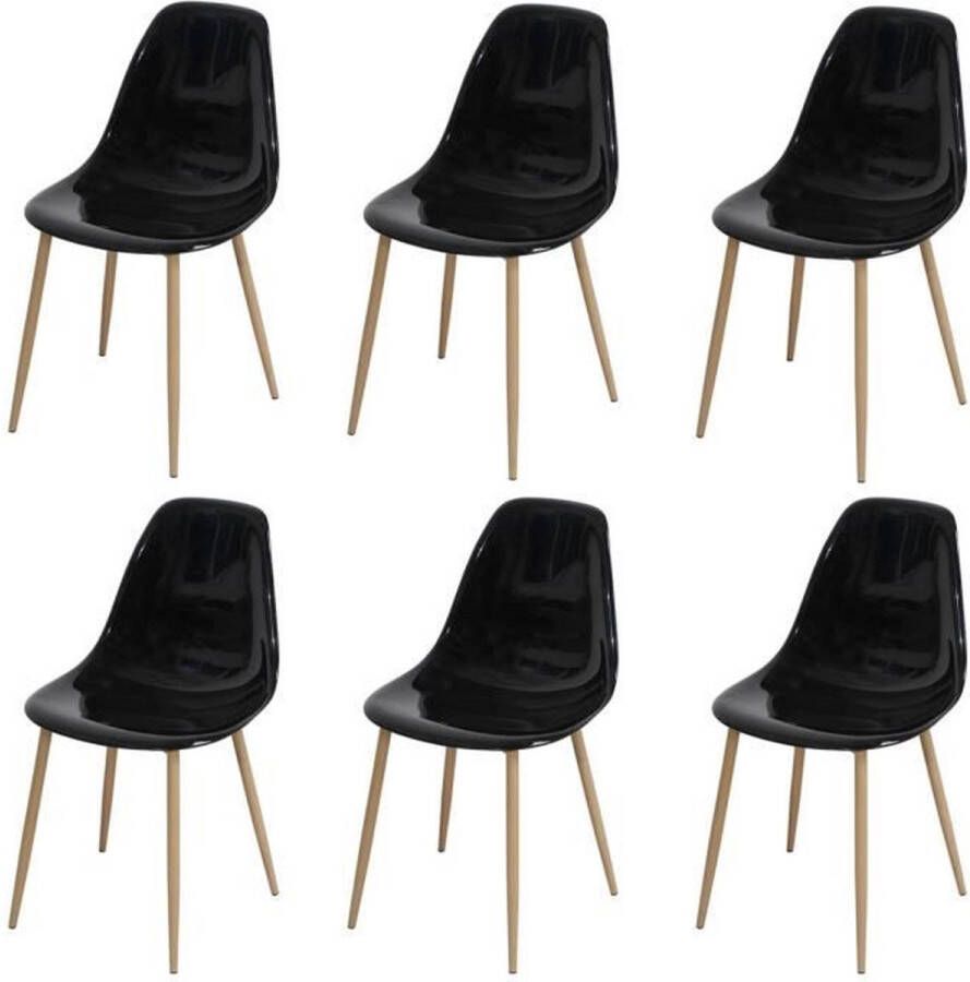 Merkloos Set van 6 transparante zwarte kristallen stoelen L 47 x D 54 x H 84 cm Clody