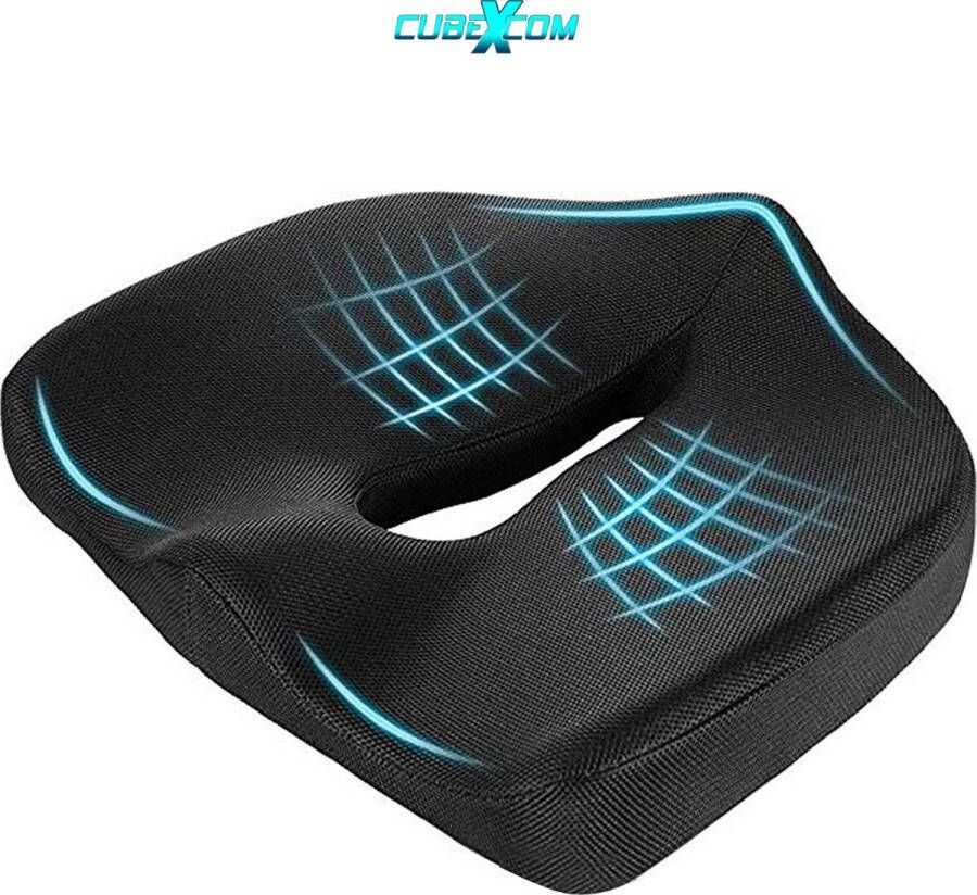 Cubexcom Zitkussen Orthopedisch Ergonomisch Traagschuim Stoelkussen Comfortabel Memory Foam Steunkussen Wigkussen Coccyx Kussen Bureaustoelkussen Autostoelkussen Stuitkussen İschiaskussen Zwangerschapskussen Moederdag Cadeaut 43x38x12 Cm