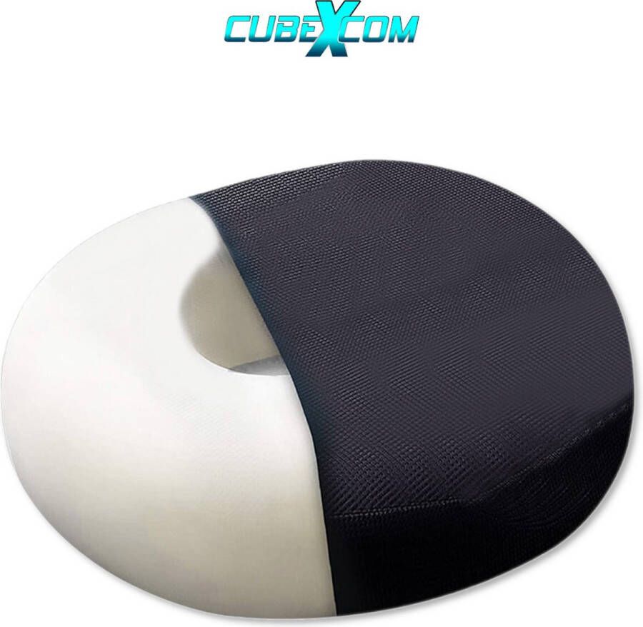 Cubexcom Zitkussen Ringkussen Stuitkussen Stoelkussen Zitkussen Orthopedisch Ergonomisch Zitkussen Zitring Zitkussen Auto Donutkussen 43x43x9 CM ZWART