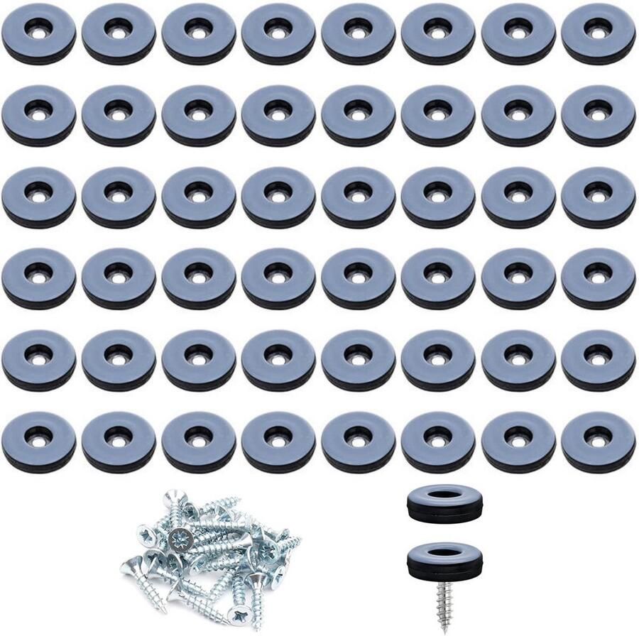 Cuhostki 48 Stuks Meubelglijders Teflon Ø19mm Stoelglijders Met Schroeven Groen Zwart Voor Tafels Banken & Kasten Vloerbescherming & Geluidsreductie