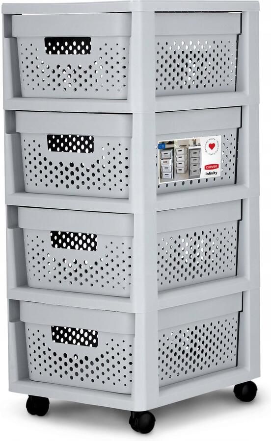 Curver 4x11L Infinity boekenkast grijze 4-delige laden