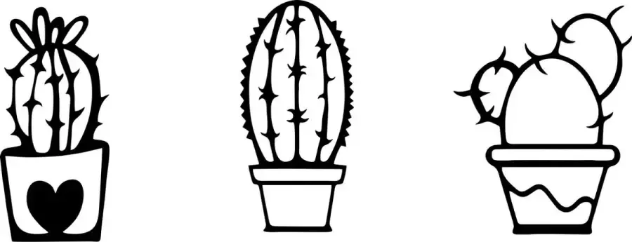 Cutting Edge Design Belgium 3- delige Cactus Wall Art by Cutting Edge Design -- Tags: Cacti Cartoon Kader Bloempot Flowerpot Botanic Woondecoratie Bloemen Cadeau Flowers Interieur Bureau Leefruimte Living Lasercut Modern Strak