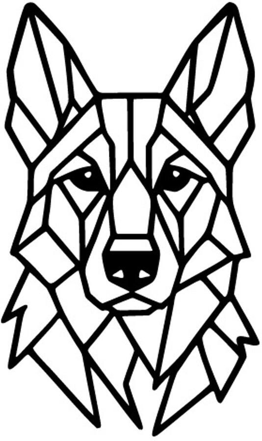 Cutting Edge Design Belgium Geometrische hond 4 Duitse herder kop -- Wood Cut out Wall Art by Cutting Edge Design ---- Cadeau Stijl Living Bureau Slaapkamer Decoratie Kunstwerk Home Strak Huisdier Uniek Wandversiering Hobby