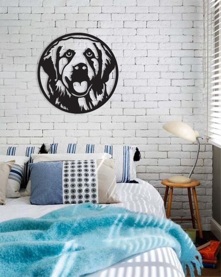Cutting Edge Design Belgium Golden Retriever in cirkel -- Wall Art by Cutting Edge Design Wanddecoratie Muurdecoratie Living Woonkamer Slaapkamer Mancave Hond Dieren Keuken Hout Zwart Wand Kader Interieur Bureau Art Abstract Animal Dier Dog Chien Animal Pet Animaux Decor Murale