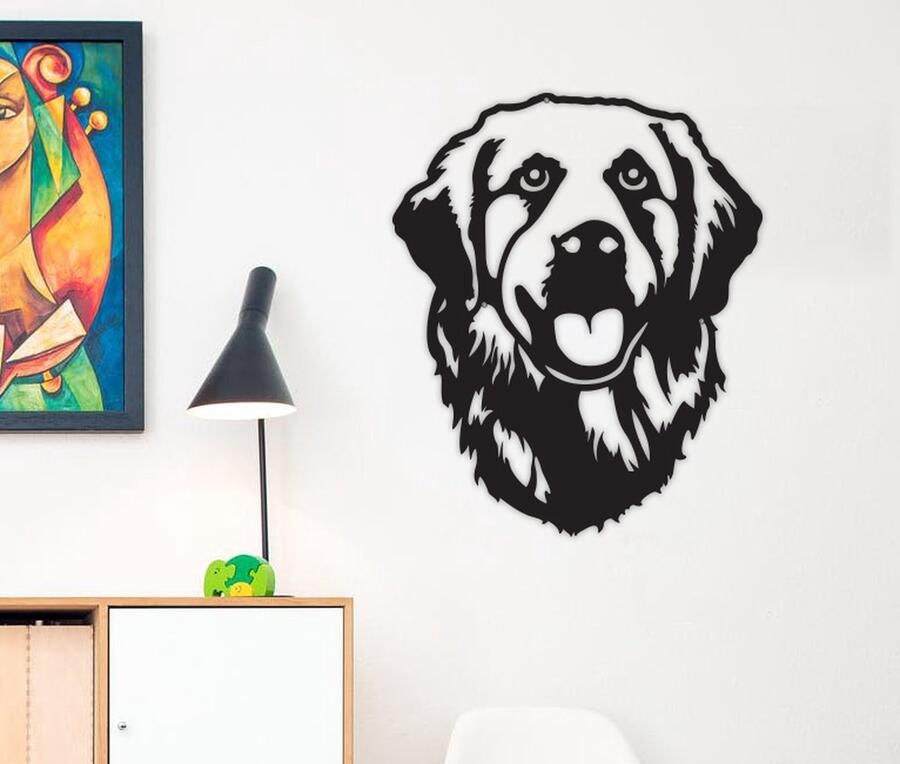 Cutting Edge Design Belgium Golden Retriever -- Wall Art by Cutting Edge Design Wanddecoratie Muurdecoratie Living Woonkamer Slaapkamer Mancave Hond Dieren Keuken Hout Zwart Wand Kader Interieur Bureau Art Abstract Animal Dier Dog Chien Animal Pet Animaux Portrait Murale Decor