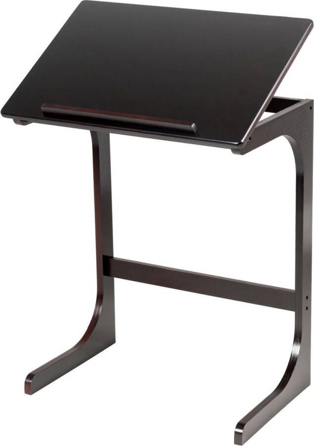 CW COSTWAY C-vormige Bijzettafel Laptoptafel met metalen frame bruin