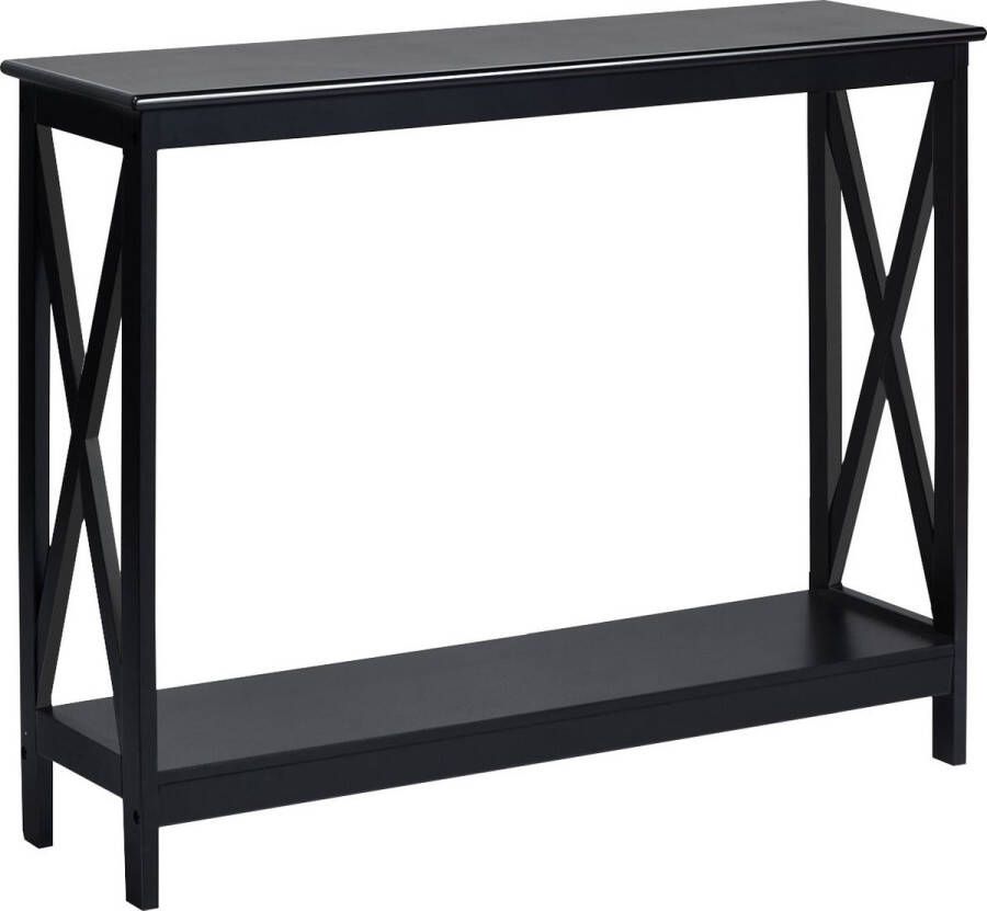 CW COSTWAY Consoletafel X-vormige met 2 niveaus 100x30x80cm Zwart