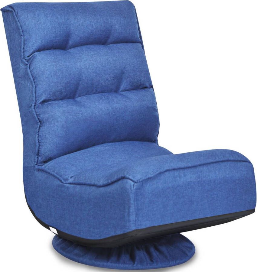 CW COSTWAY Fauteuil Verstelbare Klapstoel Draaibare Vloer Stoel Blauw