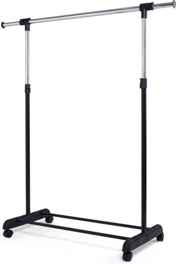 CW COSTWAY Kledingrek Vrijstaand Hangend Rek met Plank Zware Kledingrek met Vergrendelbare Wielen in Hoogte Verstelbare en Uitbreidbare Ophang Stang