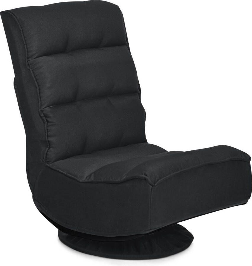 CW COSTWAY Relax Fauteuil Verstelbare Opklapbare Fauteuil Draaibare Vloer Stoel Zwart