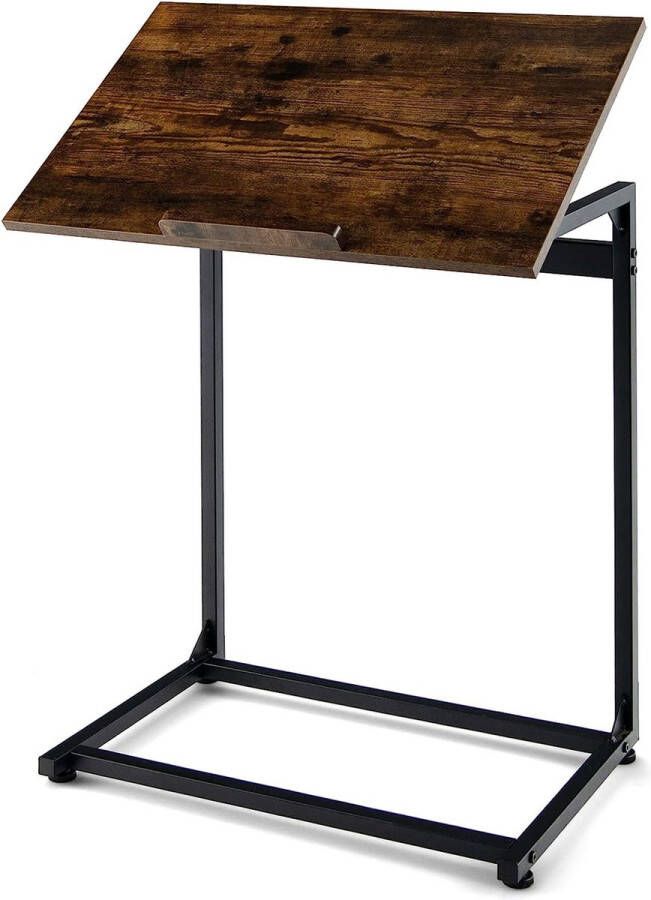 CW COSTWAY Vintage laptoptafel met verstelbaar tafelblad en stopper 57x37x67 5cm bruin