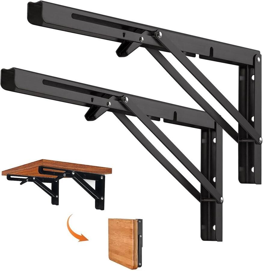 Cyslmuk 2 stuks opvouwbare plankbeugel 400 mm 16 inch wandplank opvouwbare beugels voor magnetron camper-accessoirebeugel stalen opvouwbare console camper-accessoires 80 kg draagvermogen