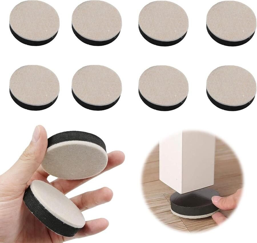 Cyslmuk Vilt Meubelpads 8 Stuks 1.3cm Dikke Zelfklevende Viltpads Antislip Zelfklevende Viltpad voor alle soorten meubilair zoals banken bedden tafels en stoelen koelkasten kleerhangers kledingkasten boekenkasten