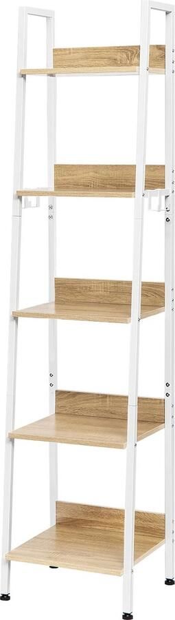 Boekenkast Kast 5 lagen 40X170X36Cm Wit hout Staande kast Boekenplanken Woonkamerkast Decoratiekast