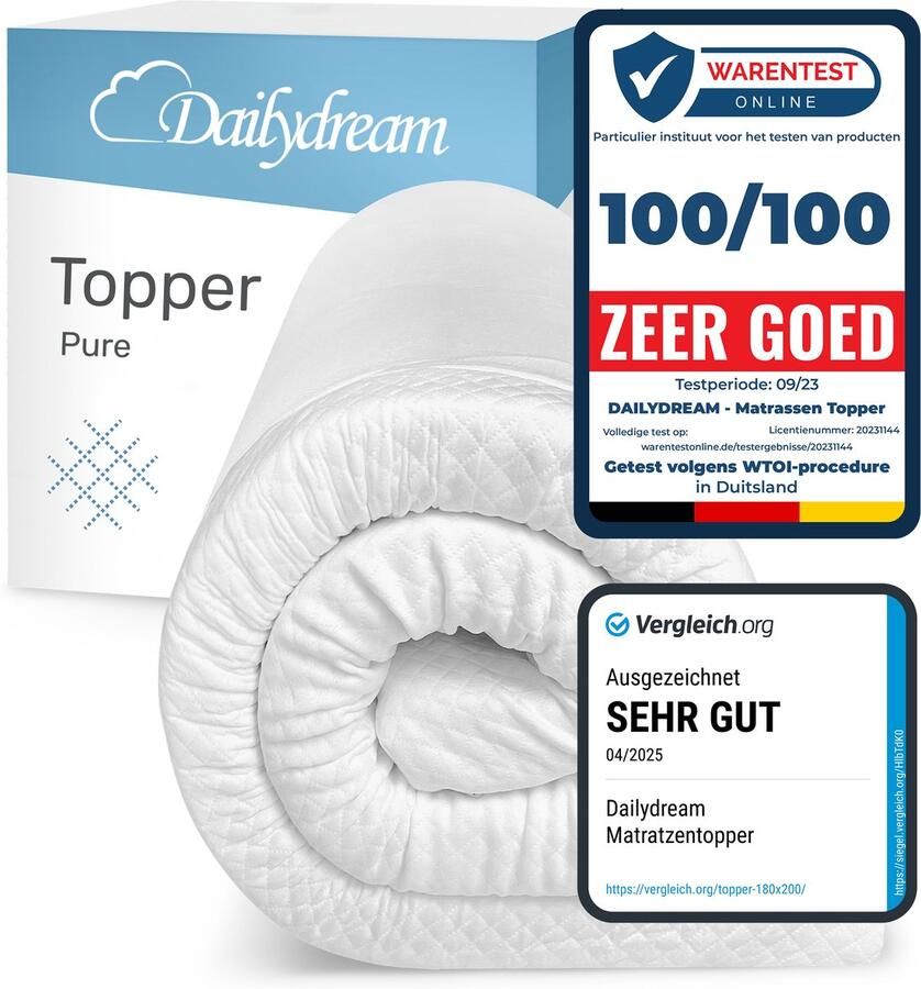 Dailydream visco-elastische matrastopper ìModel Mì met traagschuimeffect 120x200x5cm editie “Standard”