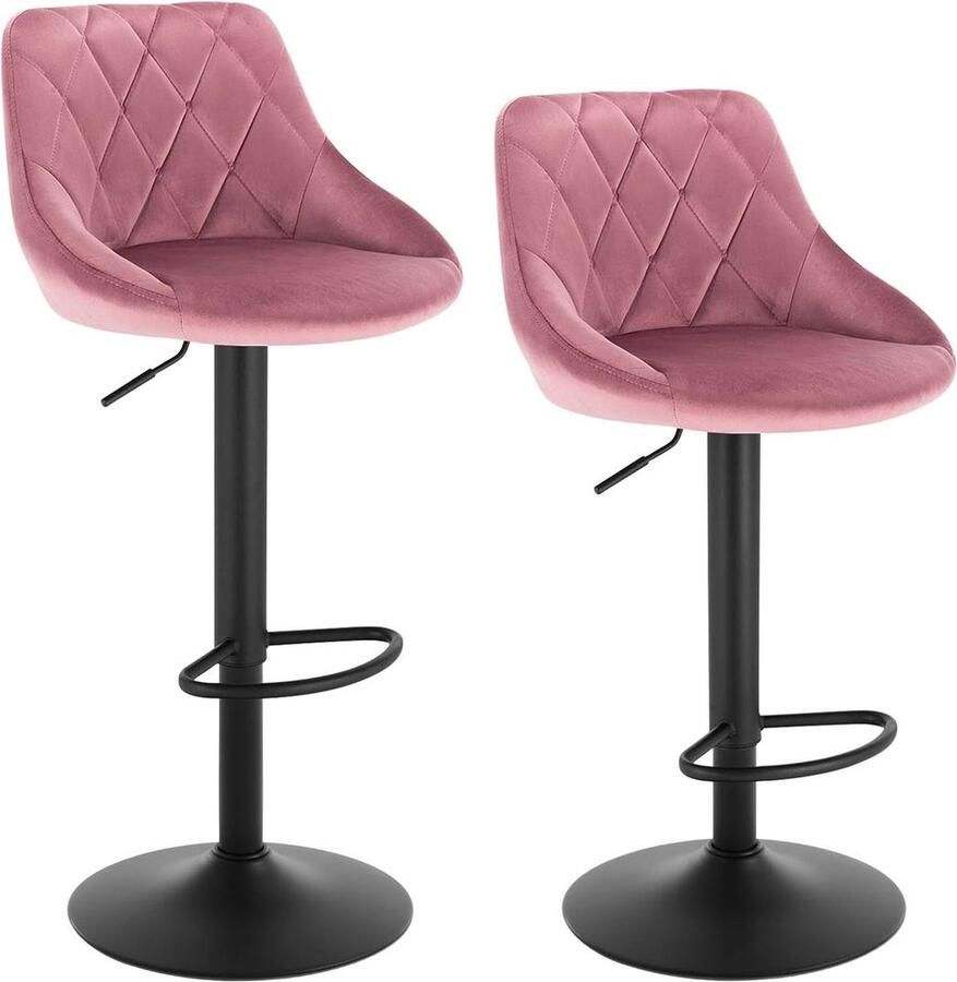 Dailysupplies Barkrukken set van 2 Barkruk Barkrukken met Rugleuning Velvet Roze