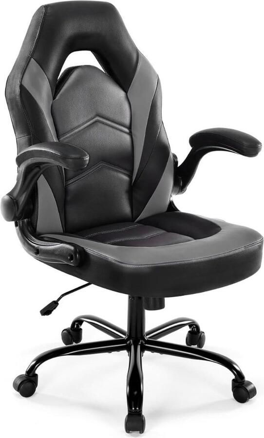 DailySupplies Ergonomische Bureaustoel Bureaustoelen voor Volwassenen en Kinderen Gaming Stoel Chair Zwart met Grijs