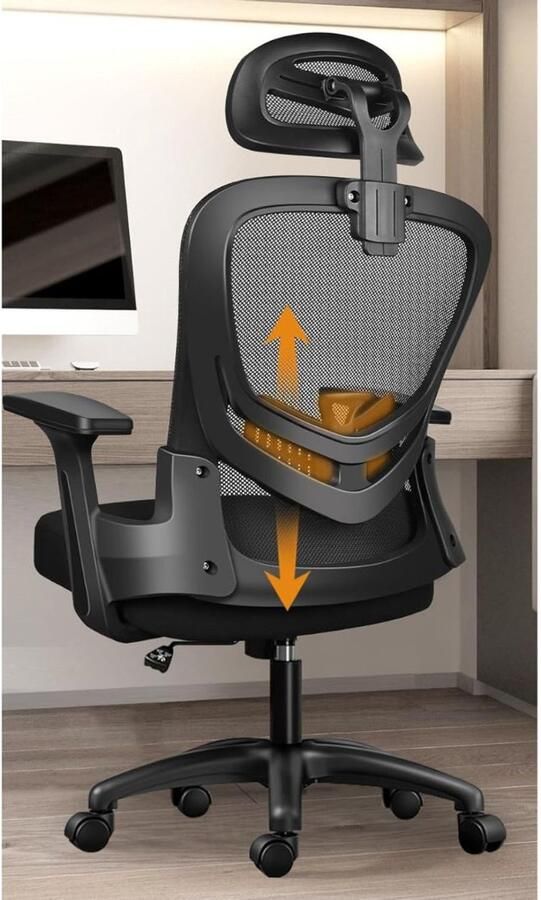 DailySupplies Ergonomische Bureaustoel Bureaustoelen voor Volwassenen en Kinderen Gaming Stoel Chair Kantelbaar Zwart