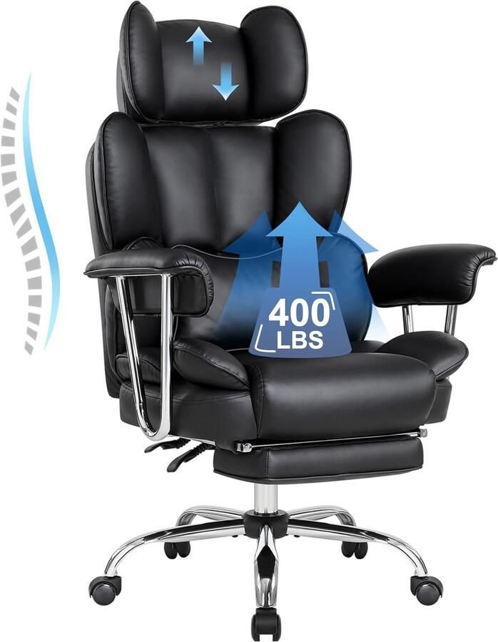 DailySupplies Ergonomische Bureaustoel Bureaustoelen voor Volwassenen en Kinderen Gaming Stoel Chair Kantelbaar Zwart