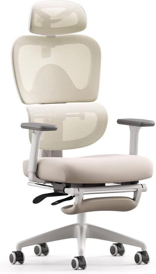 DailySupplies Ergonomische Bureaustoel Bureaustoelen voor Volwassenen en Kinderen Gaming Stoel Chair Kantelbaar Beige