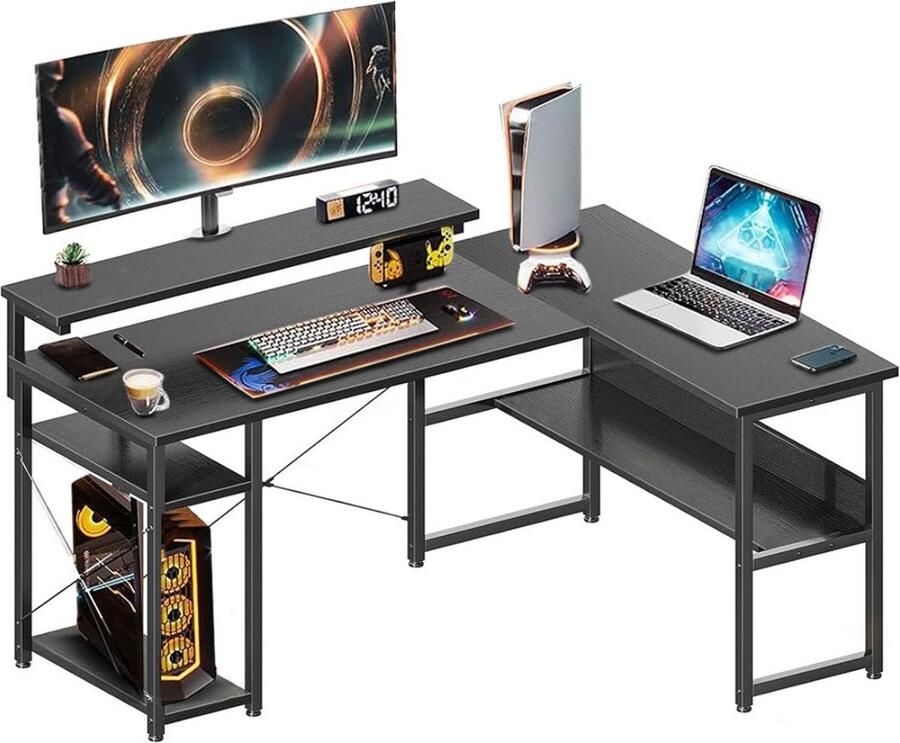 Dailysupplies Hoekbureau Game Bureau Organizer 140x120cm Zwart