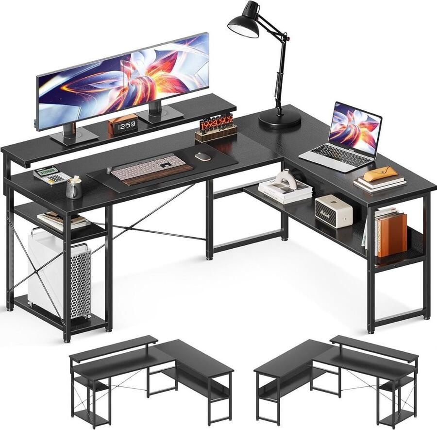 Dailysupplies Hoekbureau Game Bureau Organizer 160x120cm Zwart