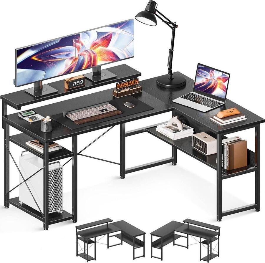 Dailysupplies Hoekbureau Game Bureau Organizer 140x120cm Zwart - Foto 2