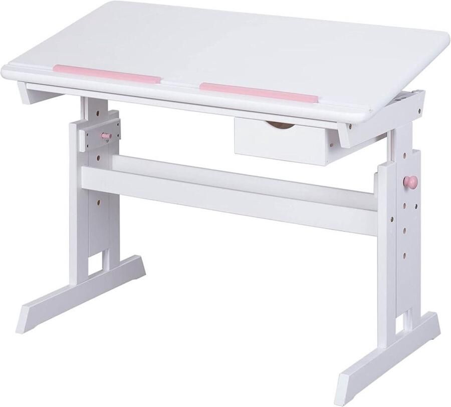 DailySupplies Kinderbureau Kindertafel voor Jongen en Meisje Tekentafel met Stoeltjes Verstelbaar Wit