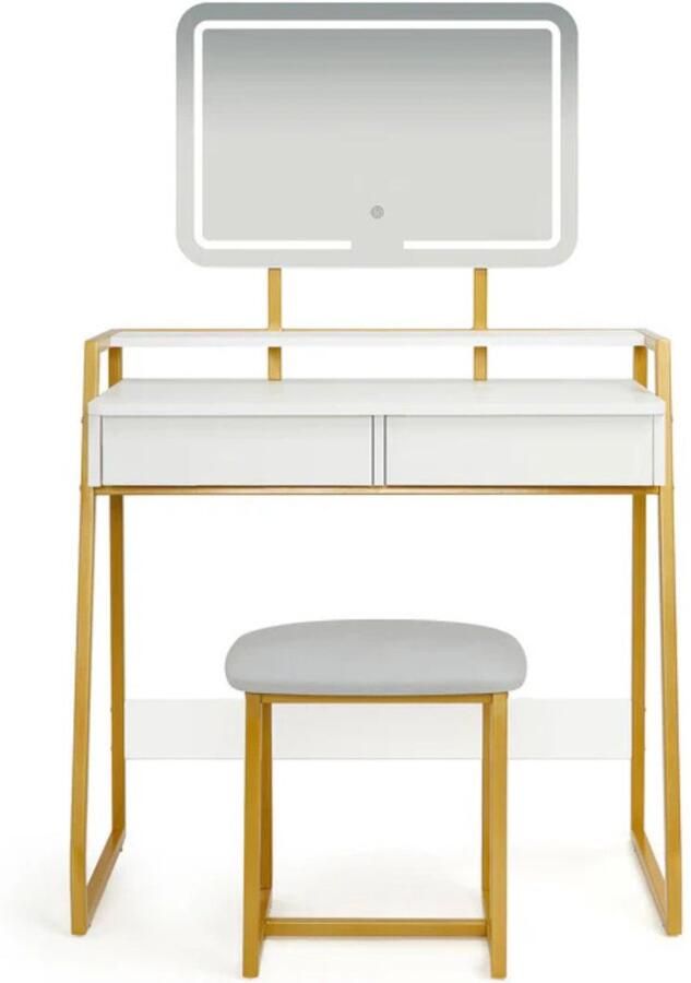 DailySupplies Make Up tafel met Spiegel Kaptafel voor Meisjes Hollywood Spiegel met Verlichting