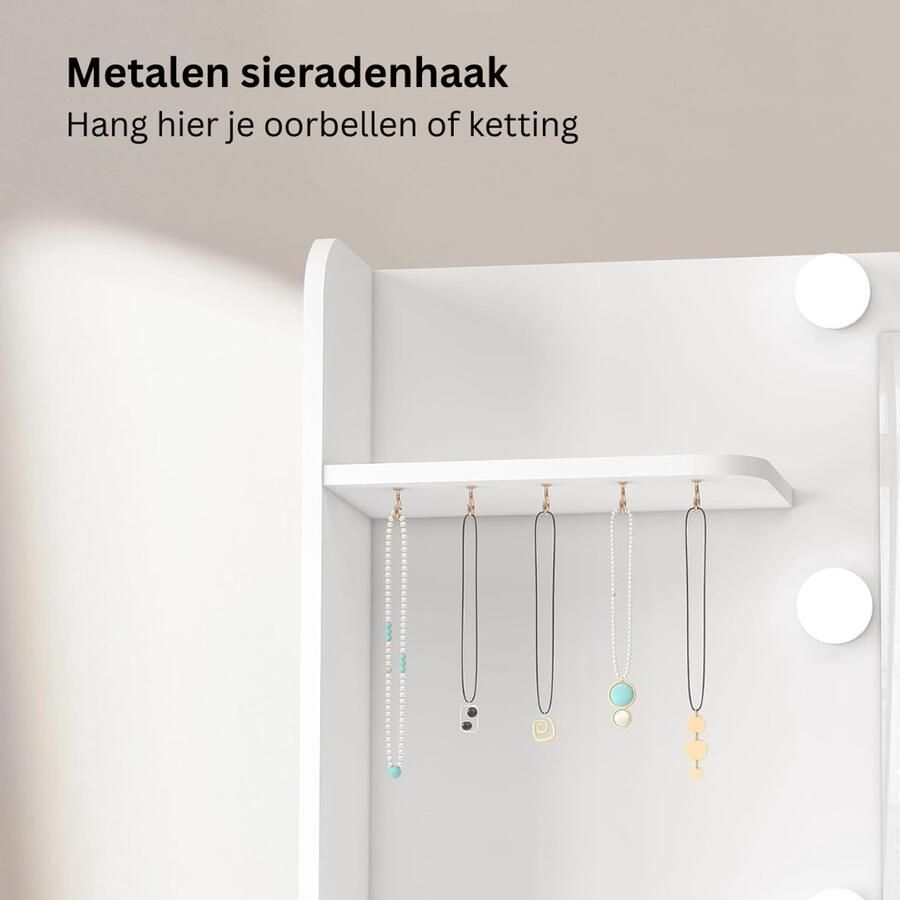 DailySupplies Make Up Tafel met Spiegel Kaptafel voor Meisjes Hollywood Spiegel met Verlichting