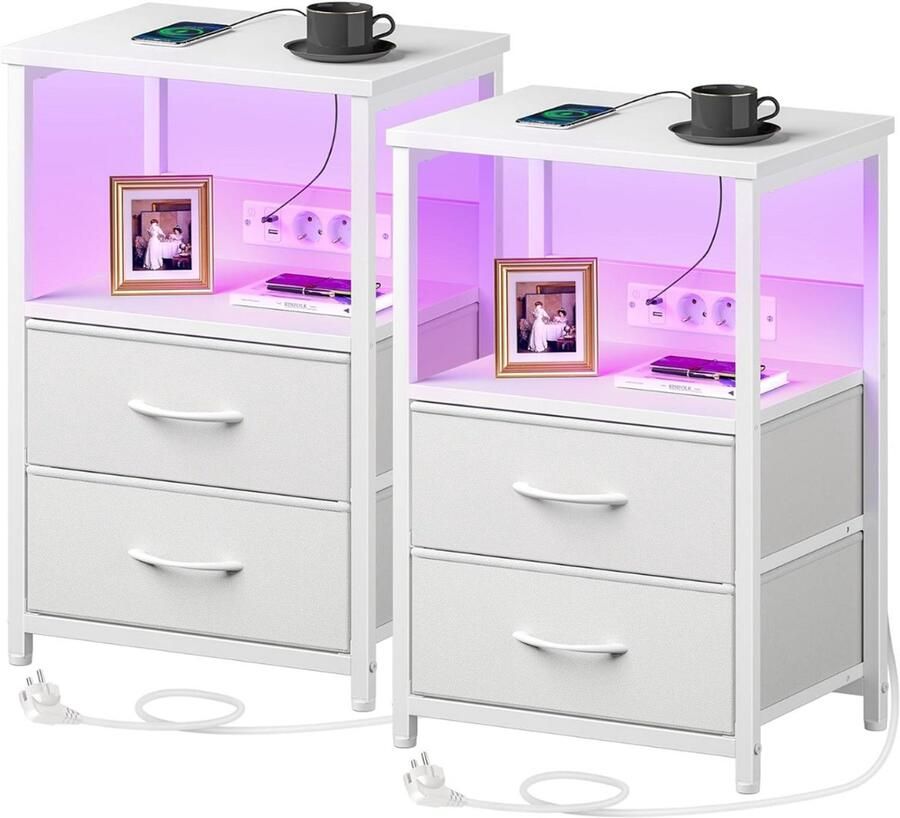 DailySupplies Nachtkastje set van 2 Nachtkastjes Industrieel Kastje met Lades - Foto 2