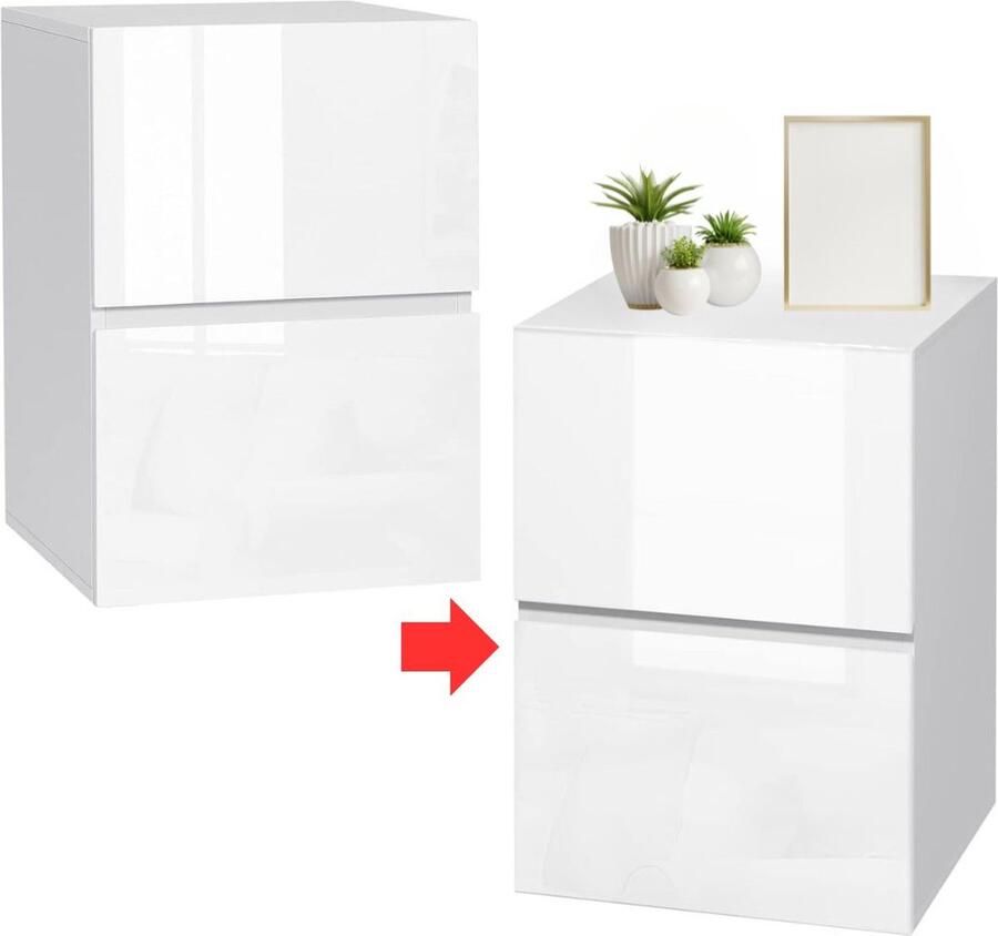 DailySupplies Nachtkastje set van 2 Nachtkastjes Industrieel Kastje met Lades Wit