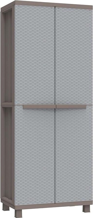 Dailysupplies Tuinkast Tuinkist Tuinkasten voor Buiten Tuinberging Kunststof 70x40x180cm Grijs met Ruiten Vormen - Foto 2