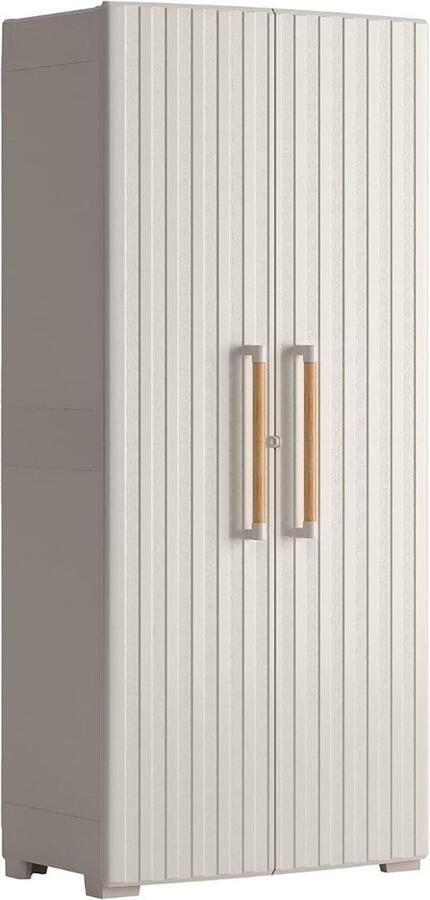 Dailysupplies Tuinkast Tuinkist Tuinkasten voor Buiten Tuinberging Kunststof 80x50x190cm Beige - Foto 2