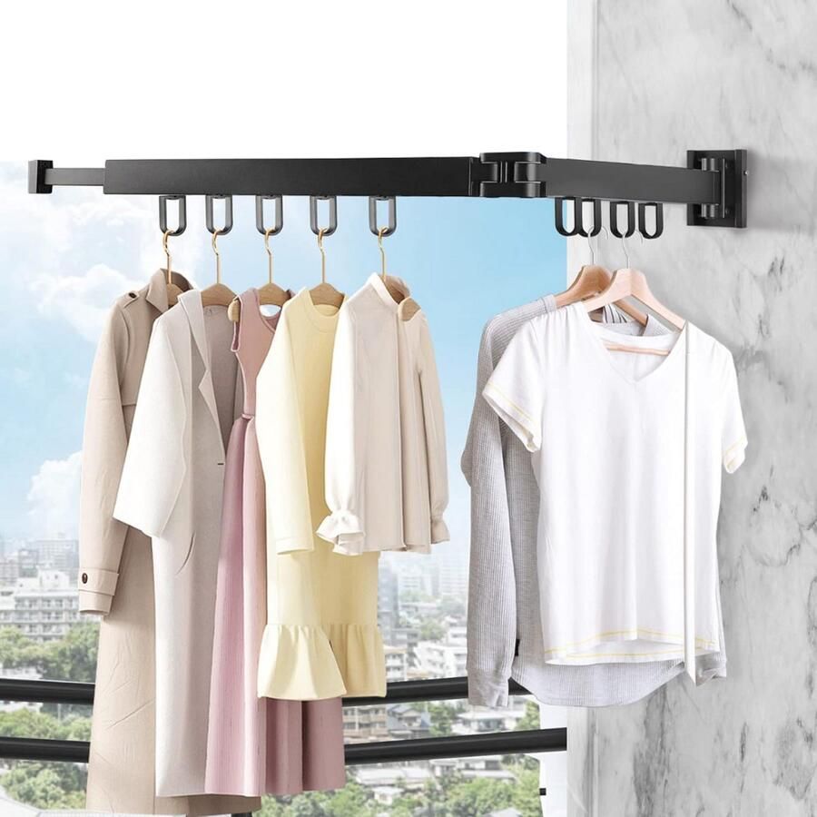 DailySupplies Wanddroogrek Droogrek Inklapbaar Wasrek Droogtoren Droogrekken Zwart