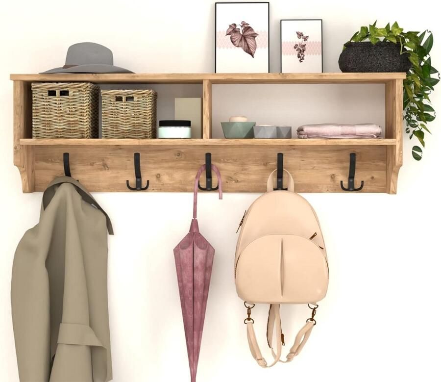 DailySupplies Wandkapstok met Hoedenplank Kapstok Wandplank