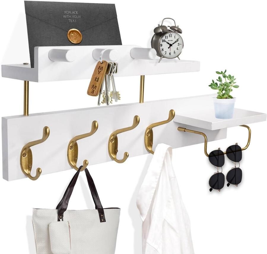 DailySupplies Wandkapstok met Hoedenplank Kapstok Wandplank