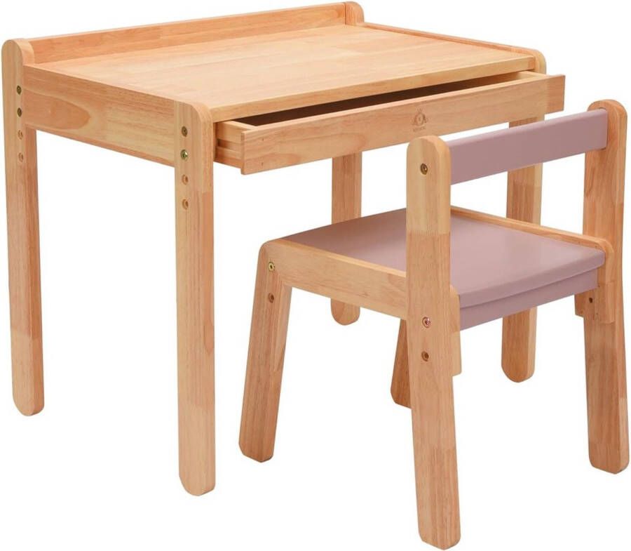 Dailysupplies Kinderbureau met Bureaustoel Kindertafel voor Jongen en Meisje Tekentafel met Stoeltjes Verstelbaar Hout